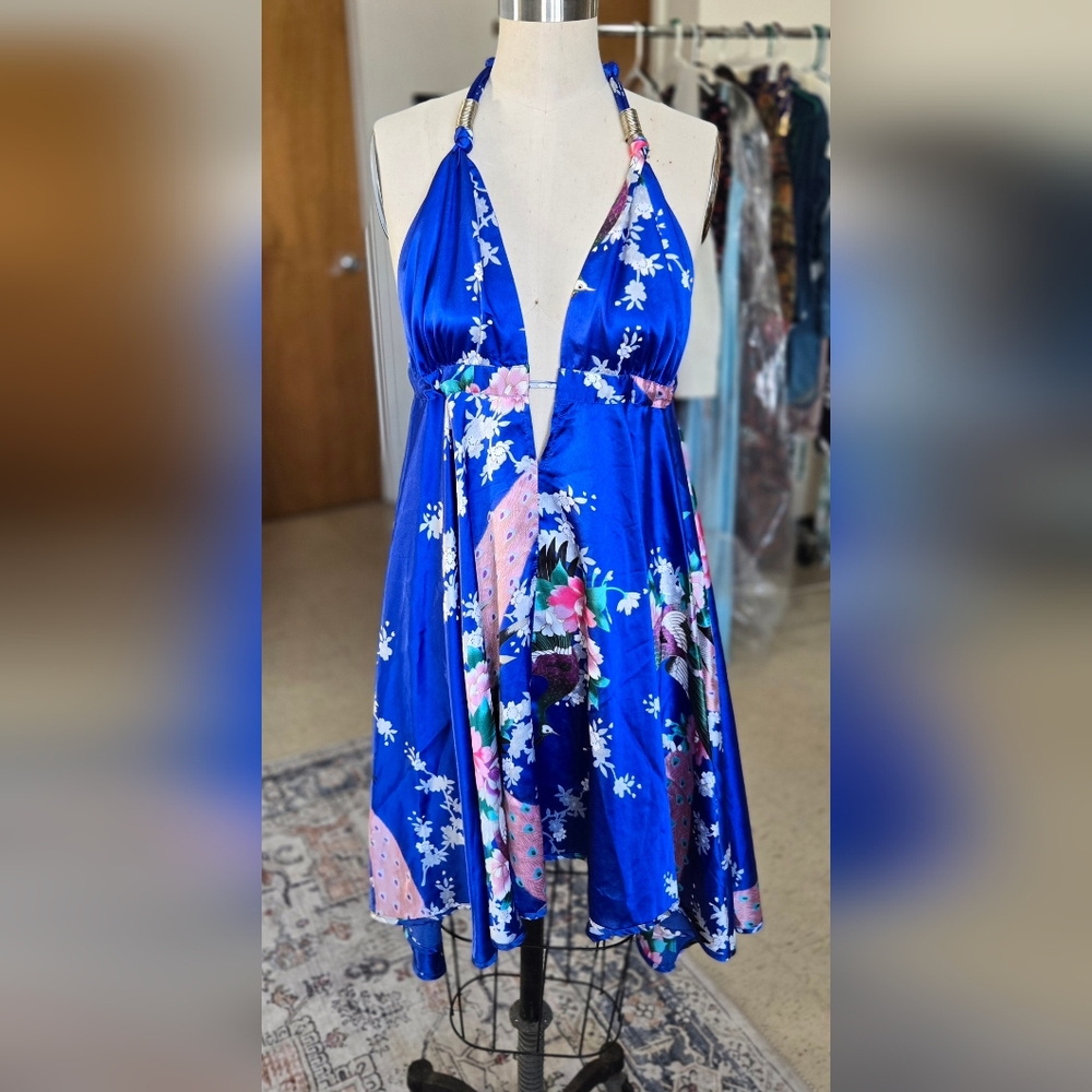 Vintage ASOS Silky Kimono Halter Dress